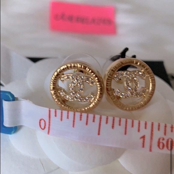 Chanel CC Stud Crystal Earrings - Picture 7 of 10